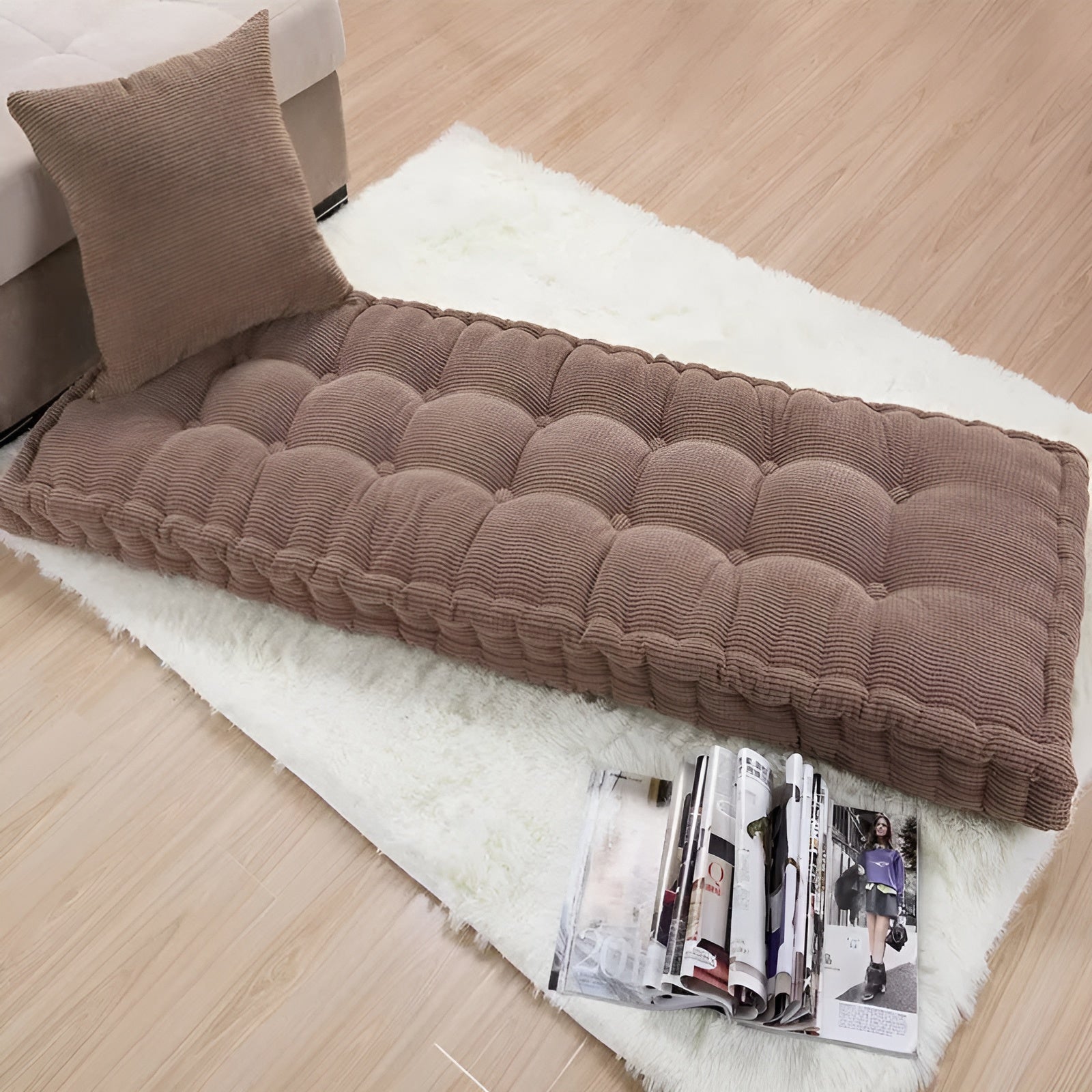 Langes Dickes Bankkissen Aus Cord – Stilvolles Sitzkissen MIT Weicher Polsterung - 40x110cm / Braun - Bankkissen