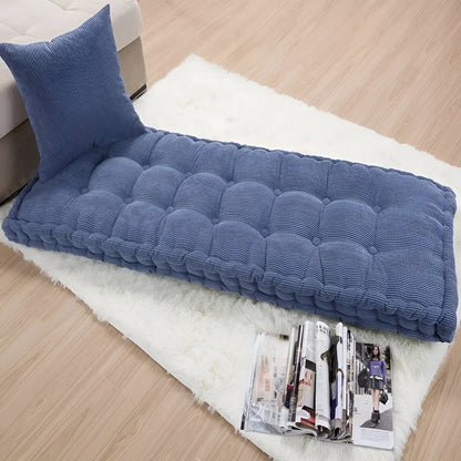 Langes Dickes Bankkissen Aus Cord – Stilvolles Sitzkissen MIT Weicher Polsterung - 40x110cm / Blau - Bankkissen