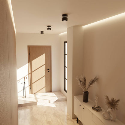 LED-lampe svart finish – detalj av aluminiummateriale