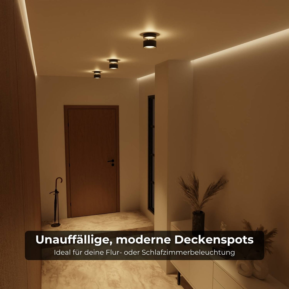 Svart LED-taklampe sett fra siden – up/downlight-effekt