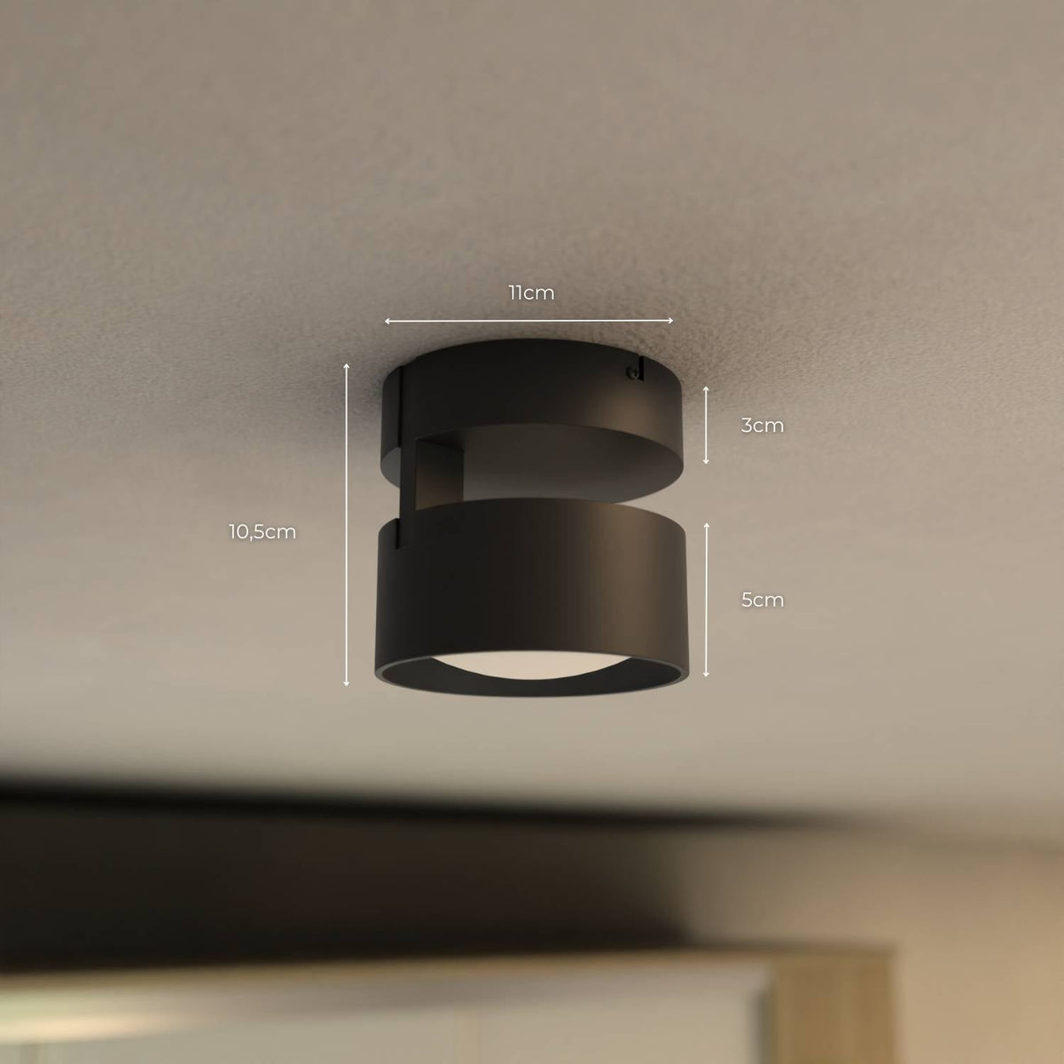 Sylindrisk LED-taklampe hvit variant – opp- og nedlys