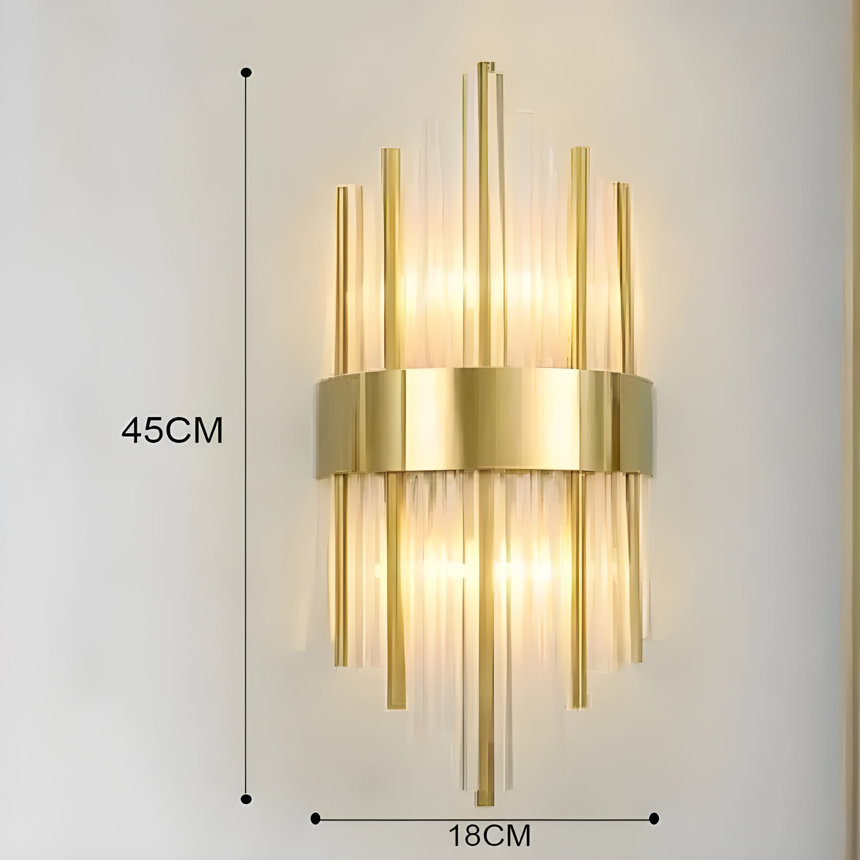 Vegglampe med Krystalleffekt – Elegant og Dekorativ | Gullfarget Detalj