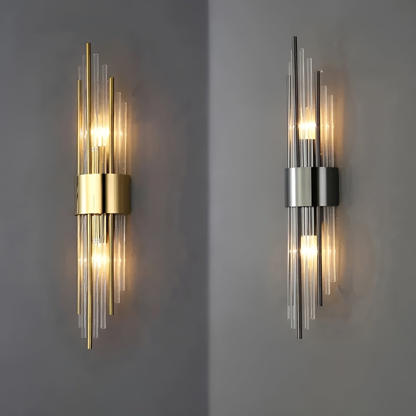 Vegglampe med Krystalleffekt – Elegant og Dekorativ | Gullfarget Detalj