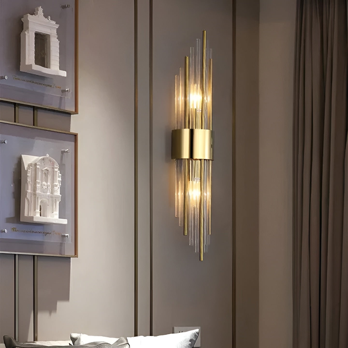 Vegglampe med Krystalleffekt – Elegant og Dekorativ | Gullfarget Detalj