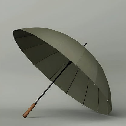 Stor Paraply – 16 Forsterkede Ribber, 120 cm | Trehåndtak