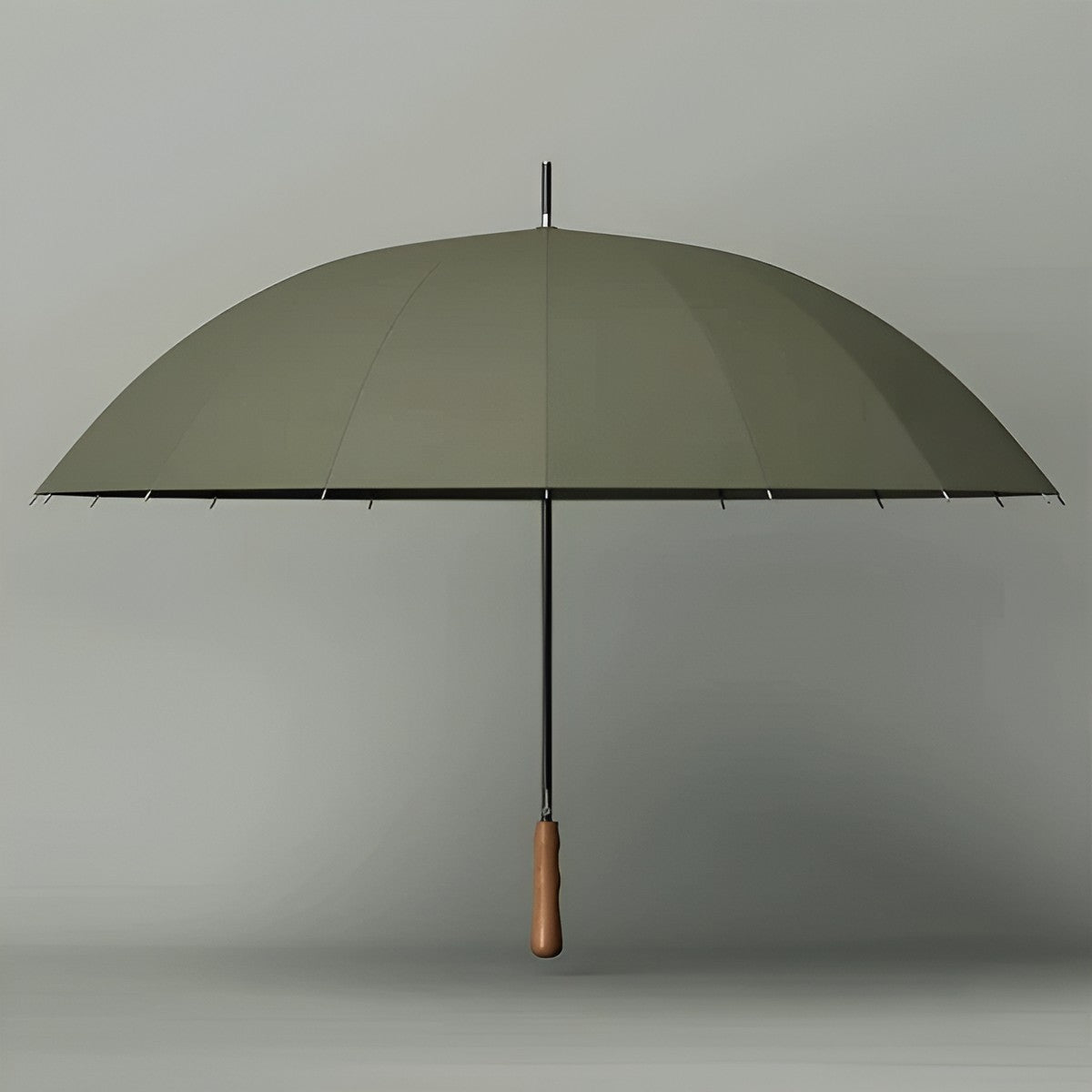 Stor Paraply – 16 Forsterkede Ribber, 120 cm | Trehåndtak