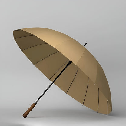 Stor Paraply – 16 Forsterkede Ribber, 120 cm | Trehåndtak