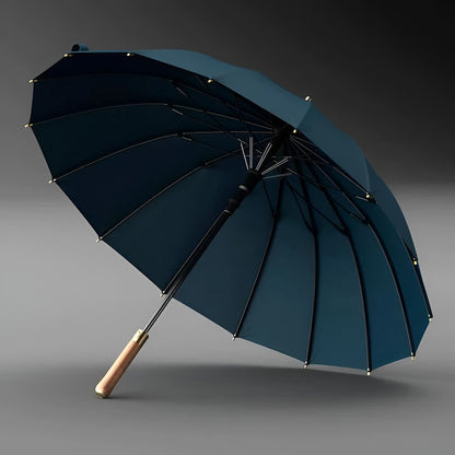 Paraply med Trehåndtak – 112 cm Lang Skjerm | Klassisk Regnparaplydesign