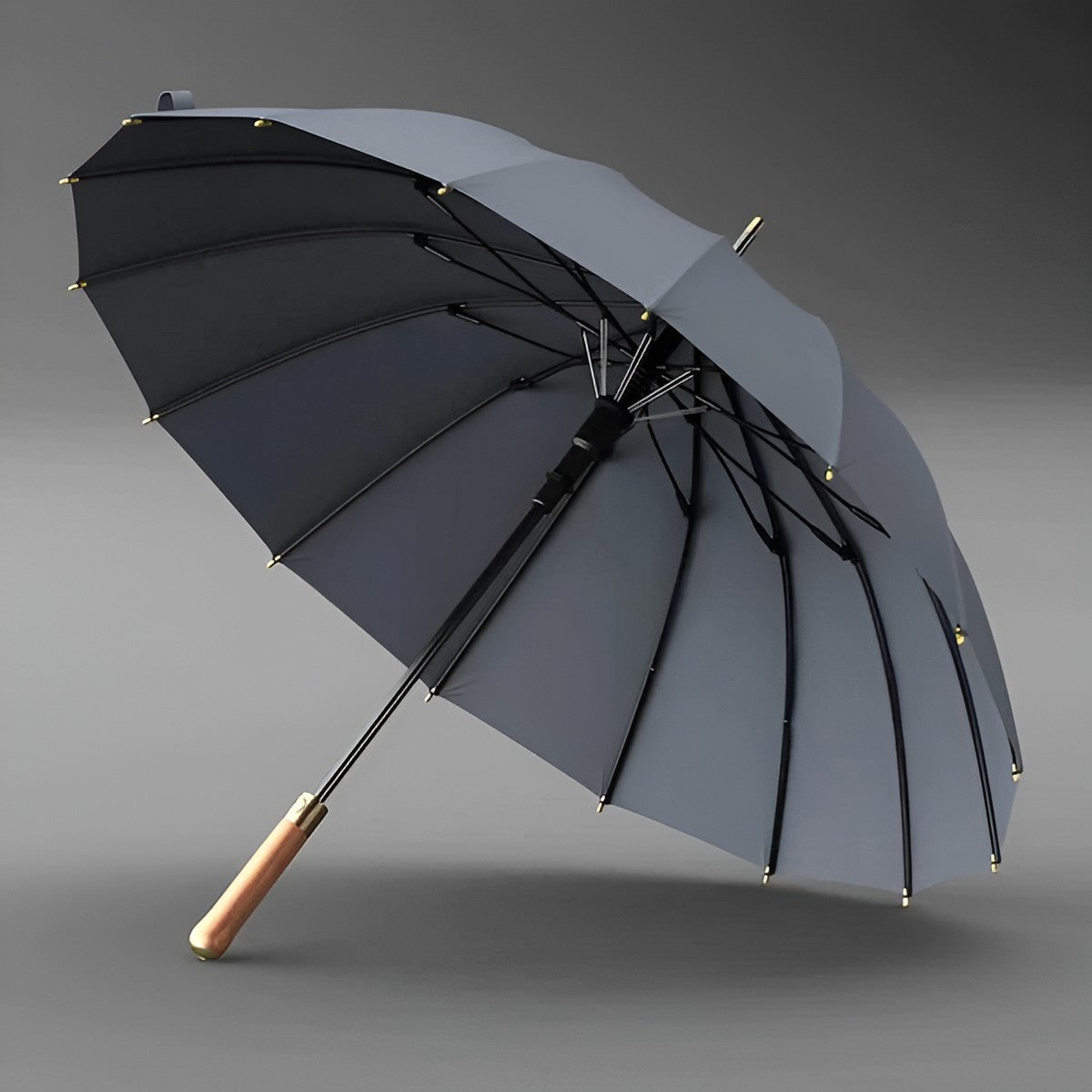 Paraply med Trehåndtak – 112 cm Lang Skjerm | Klassisk Regnparaplydesign