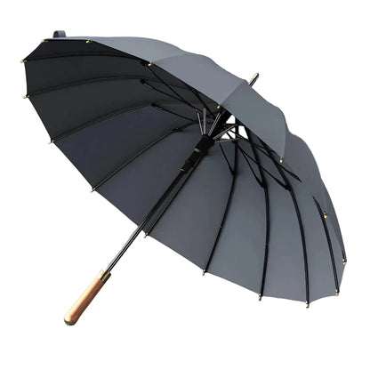 Paraply med Trehåndtak – 112 cm Lang Skjerm | Klassisk Regnparaplydesign