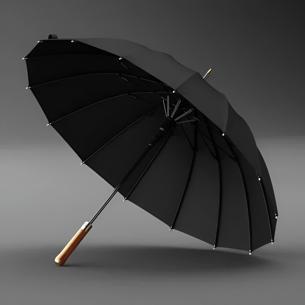 Paraply med Trehåndtak – 112 cm Lang Skjerm | Klassisk Regnparaplydesign