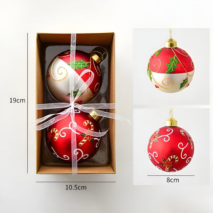 Glasskuler til juletre – Håndmalt og Luksuriøs | 2-pakning Julepynt 8 cm
