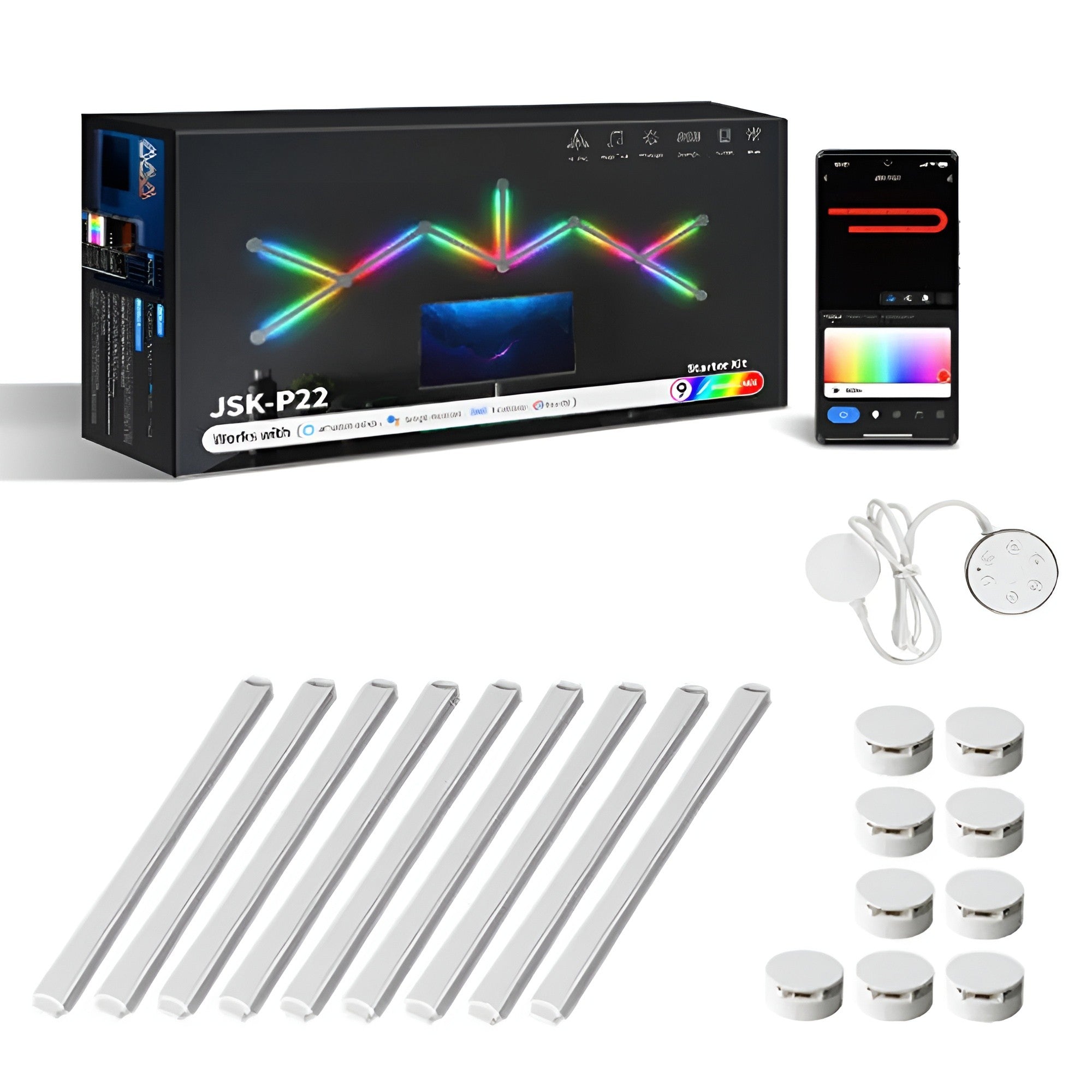 Smart RGB Vegglampe – Fargeskift og Musikkstyring | Perfekt for Koselig Belysning i Stue, Soverom og Gaming