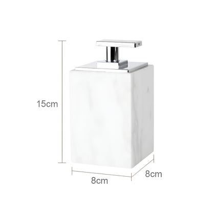 Badezimmer-Set aus Weißem Marmor – Seifenspender, Seifenschale, Toilettenbürste & Tablett | Elegante Bad-Accessoires