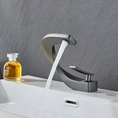 Vaskarmatur Med Vannfallutløp – Moderne Elegant Design | Ideell For Baderom Og Gjestetoalett - Grå
