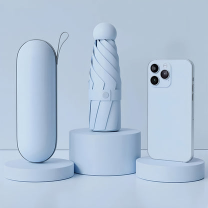 Uv-Beskyttende Mini Paraply – Bærbar, 6 Forsterkede Ribber | Beskyttelse Mot Sol Og Regn