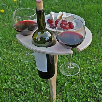 Vinbord i Tre – Sammenleggbart og Bærbart | Perfekt for Piknik og Hagebruk