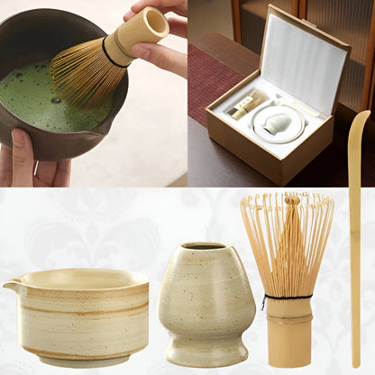 Matcha Keramisksett- 4 Deler Japansk Teapot og Kopper