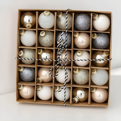 Mini Glasskuler Jul – Sett Med 25 Stk. Håndlagde Dekorasjonsanheng | Perfekt Til Juletre Og Gaver