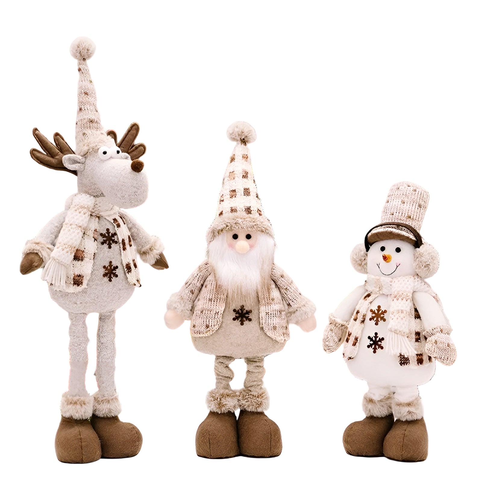 Justerbare julefigurer – Søt plysjdekorasjon | Julenisse, snømann og reinsdyr til hjemmet