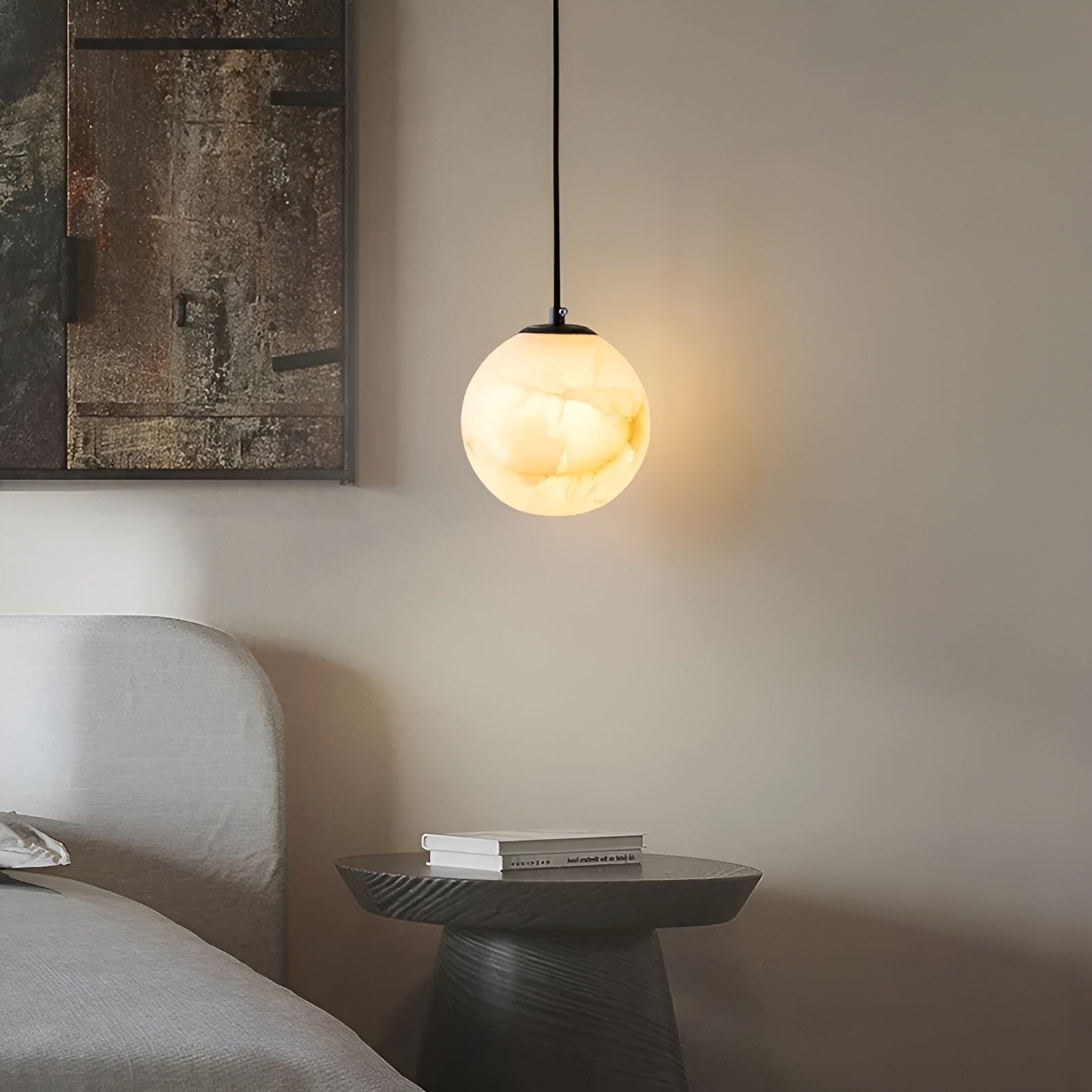Marmor Pendellampe – Elegant og Naturlig Belysning | Perfekt for Soverommet - Lysarmaturer for vegg