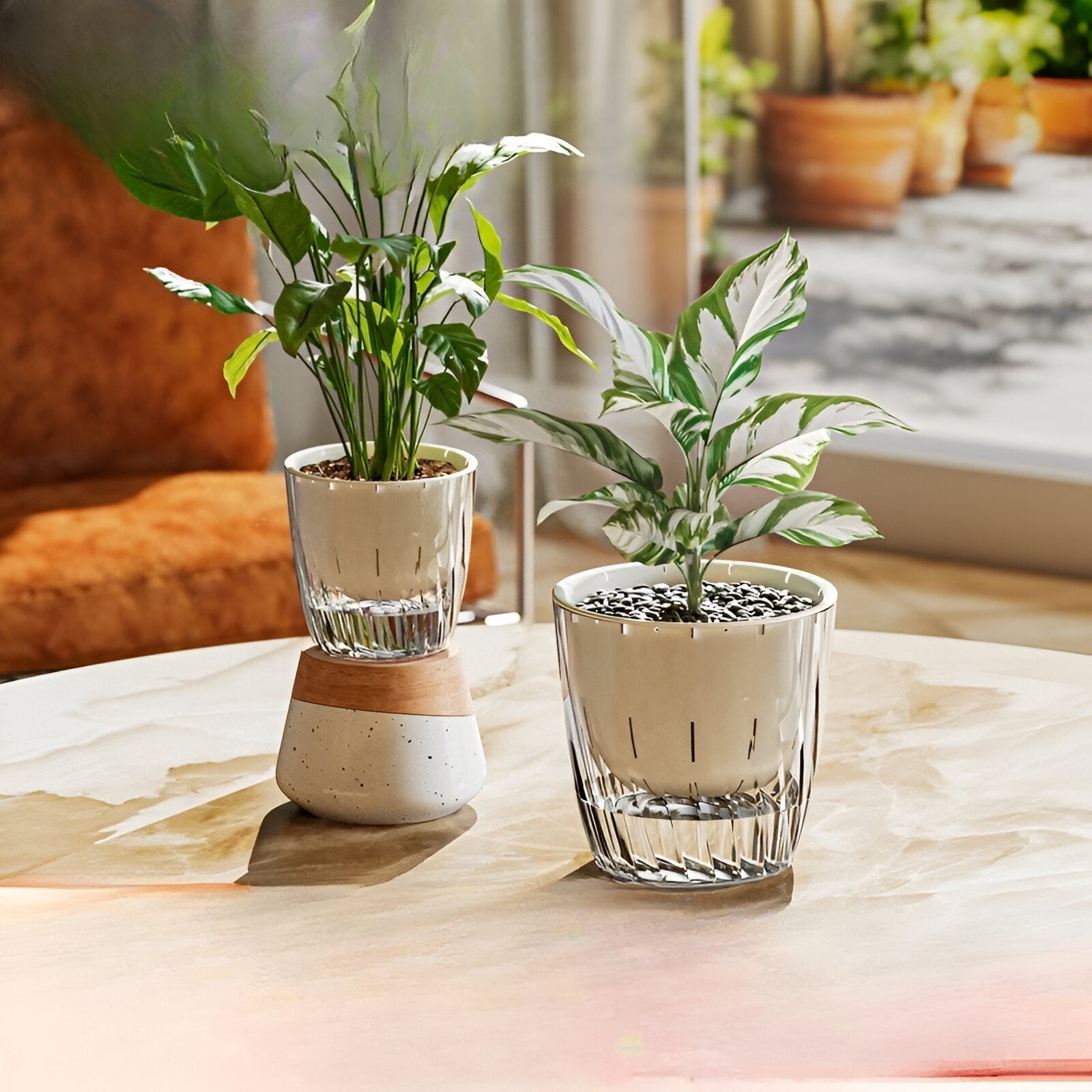 Bilde av Skjorn - 2-Pack Selv-vannende Bordplanter Potte fra Velisse