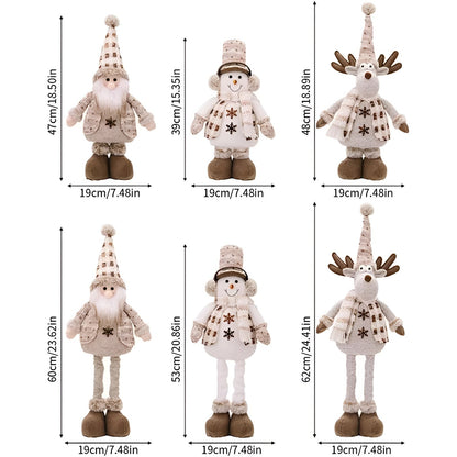 Justerbare julefigurer – Søt plysjdekorasjon | Julenisse, snømann og reinsdyr til hjemmet