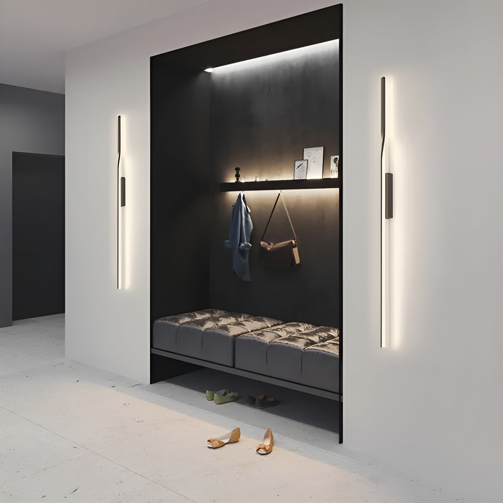 Smal LED Vegglampe – Moderne langdesign | Perfekt for soverom, gang og stue