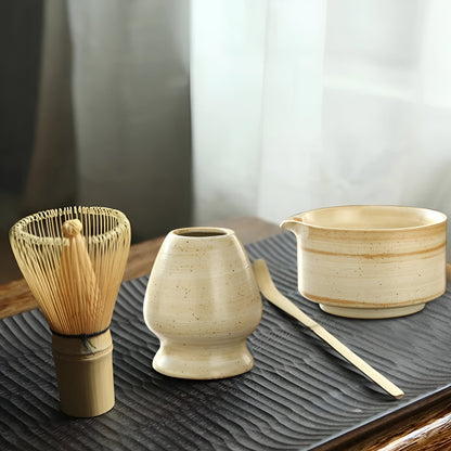 Matcha Keramisksett- 4 Deler Japansk Teapot og Kopper