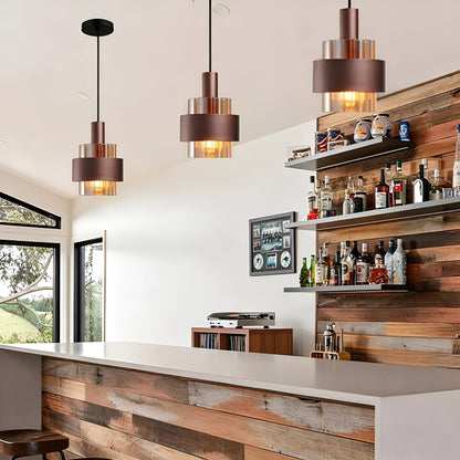 Vintage Pendellampe I Amberglass  – Elegant Design I Bronse | Stilig Belysning Til Hjemmet