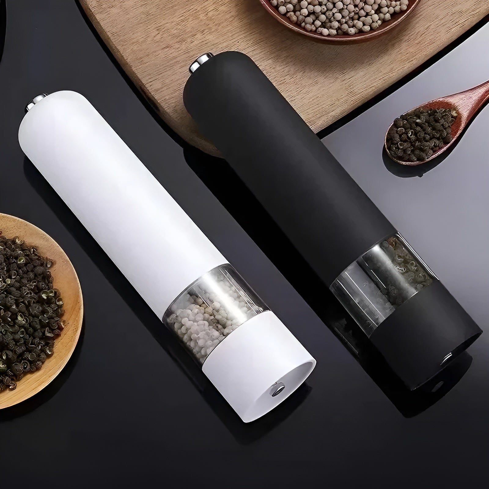 Elektrisk Krydderkvern – Justerbar og Allsidig | Perfekt for Salt, Pepper og Urter