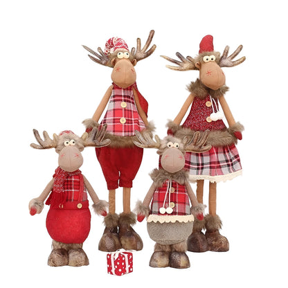Juleelg Dekorfigur – Søt og Koselig Stoffreinsdyr | Justerbar til å Sitte eller Stå