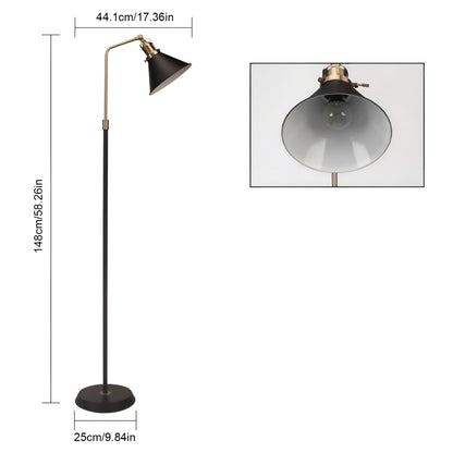 Gulvlampe i Metall – Svart med Gylne Detaljer | Moderne Industrielt Design