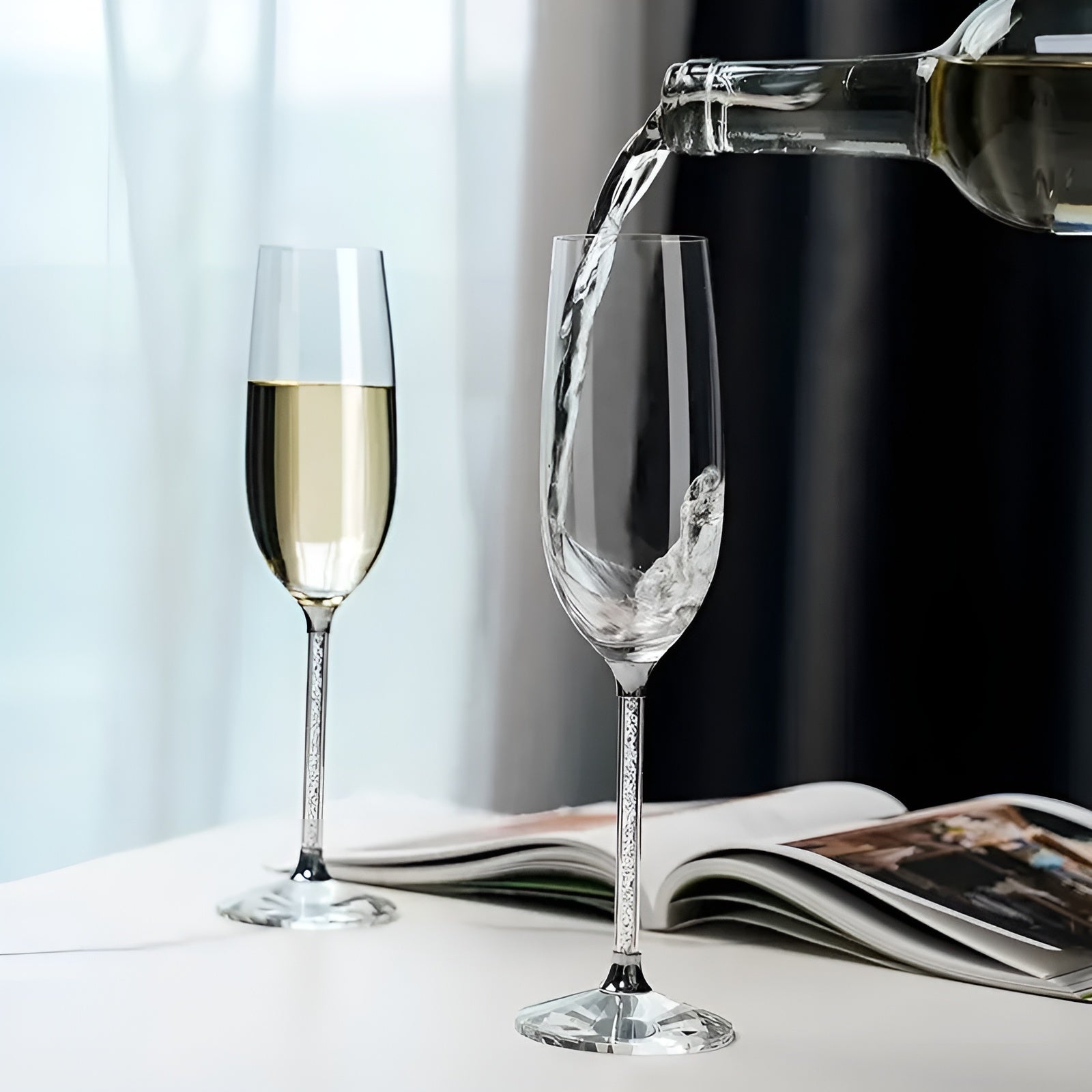 Rødvinsglass Sett – 2 Luksuriøse Krystallglass | Perfekt for Vin, Champagne og Festlige Anledninger