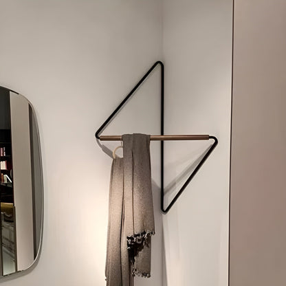 Firkantet Veggkrok I Tre Og Metall – Minimalistisk Klesstativ I Designerstil