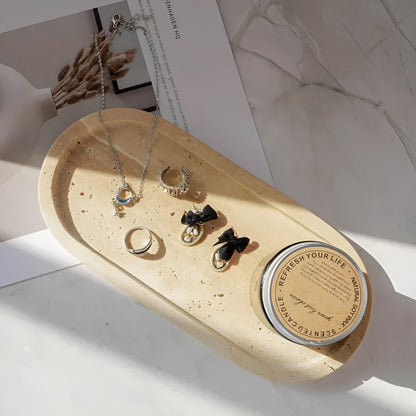 Tannbørsteholder i Naturstein – Med Såpedispenser og Praktisk Hylle | Elegante Baderomsdetaljer i Marmor