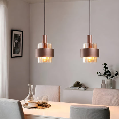 Vintage Pendellampe I Amberglass  – Elegant Design I Bronse | Stilig Belysning Til Hjemmet