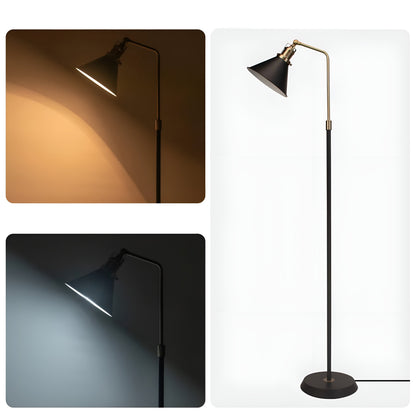 Gulvlampe i Metall – Svart med Gullfargede Detaljer | Stilrent Industridesign