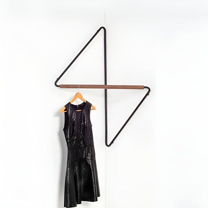 Firkantet Veggkrok I Tre Og Metall – Minimalistisk Klesstativ I Designerstil