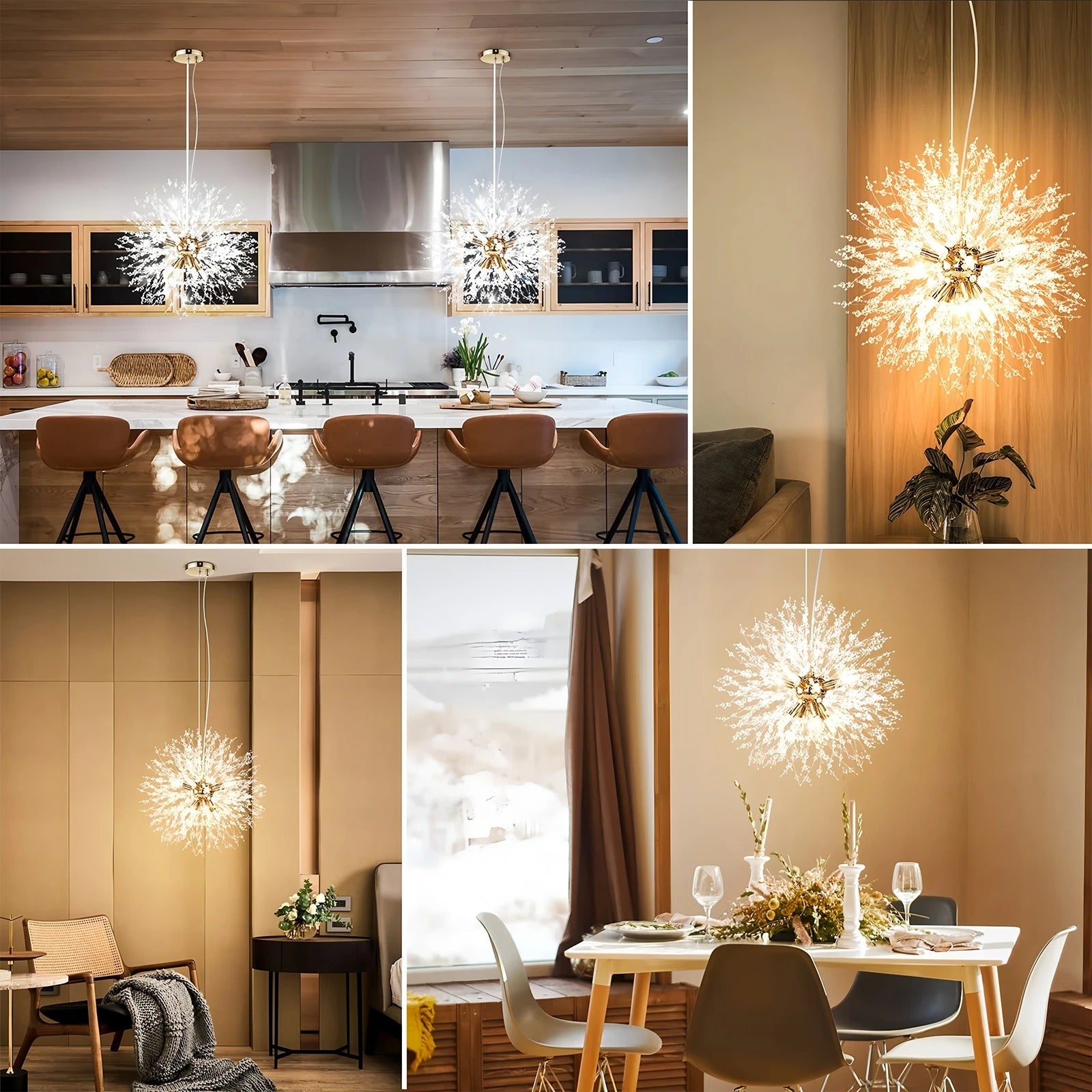 LED Lysekrone med Krystallkuler – Funklende og Dekorativ | Perfekt for Stue og Spisestue - Lysekroner