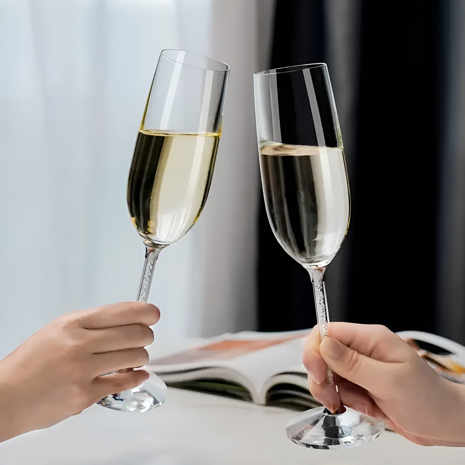 Rødvinsglass Sett – 2 Luksuriøse Krystallglass | Perfekt for Vin, Champagne og Festlige Anledninger