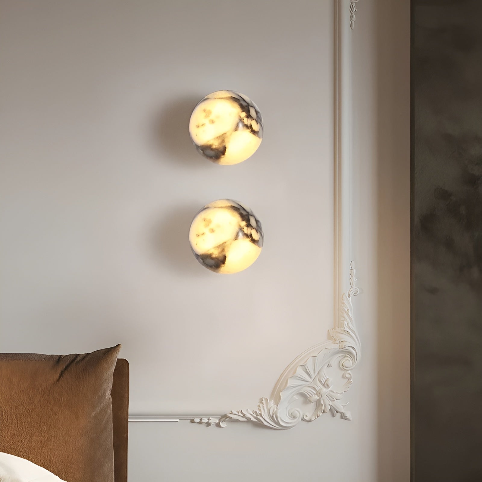 Vegglampe i Naturstein – Elegant LED-lys med Marmorlook | Perfekt for Stilfull Hjemmedekorasjon