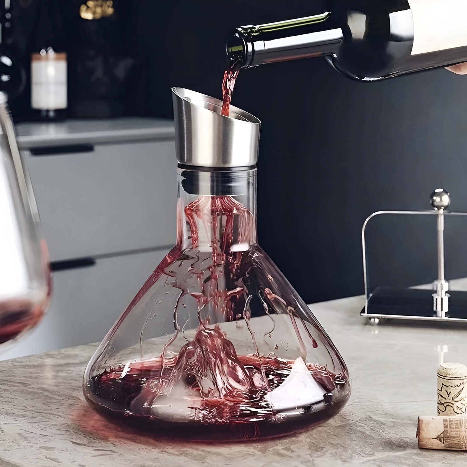 Separator Luksuriøs Rødvinskaraffel – Gjennomsiktig Nordisk Vinkaraffel med Flere Volum Drikkekar - Karafler