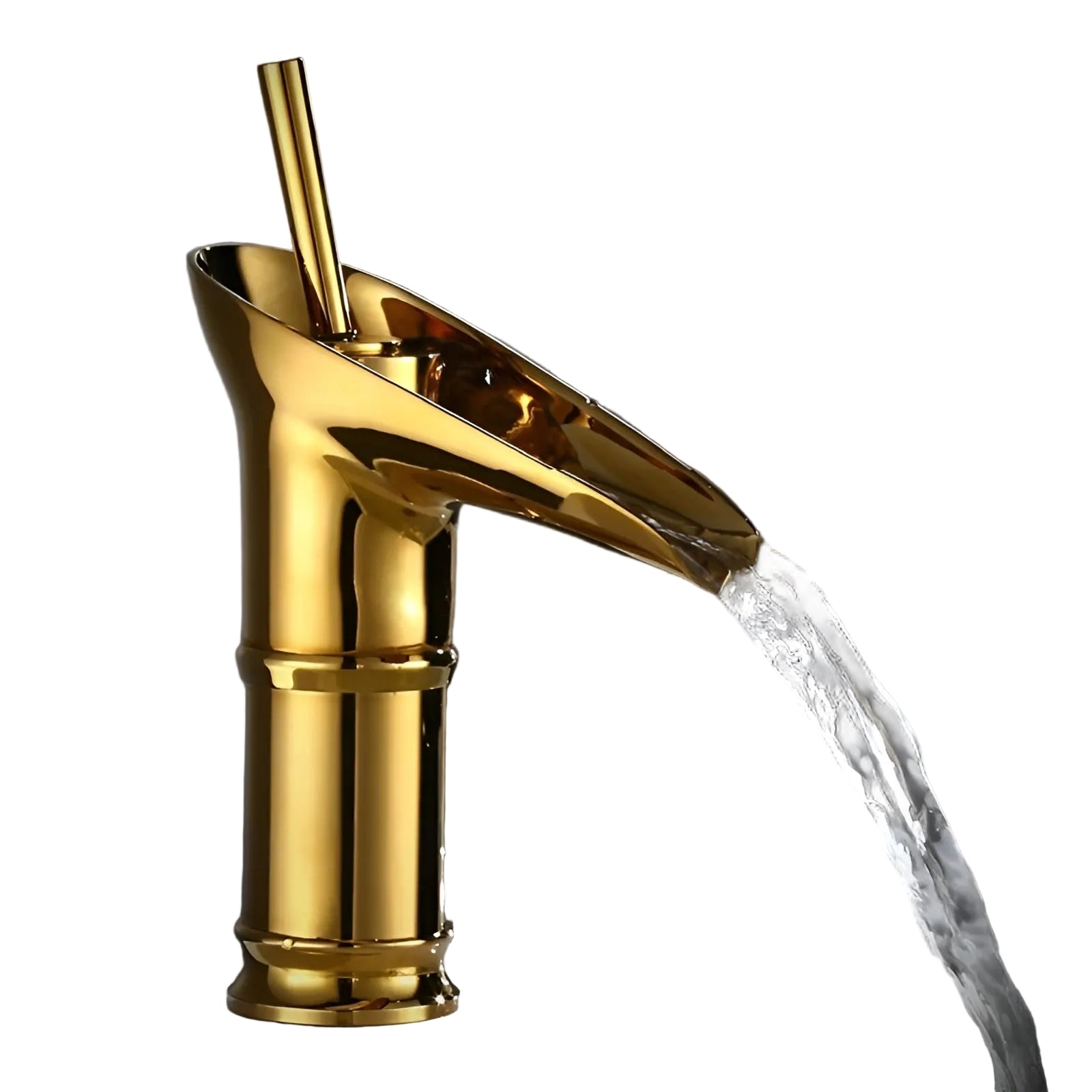 Wasserfall-Waschtischarmatur in Schwarz-Gold – Hochwertig und Elegant | Warm- und Kaltwasser Antik-Bronze Finish