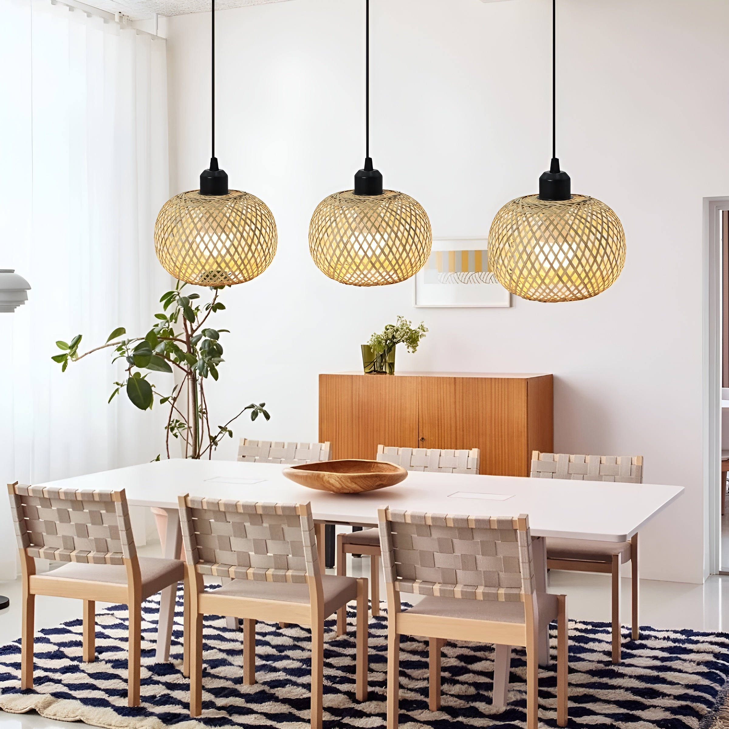 Bambus Taklampe – Naturlig Rattan-Design | Håndlaget for Stue, Kafé og Restauranter