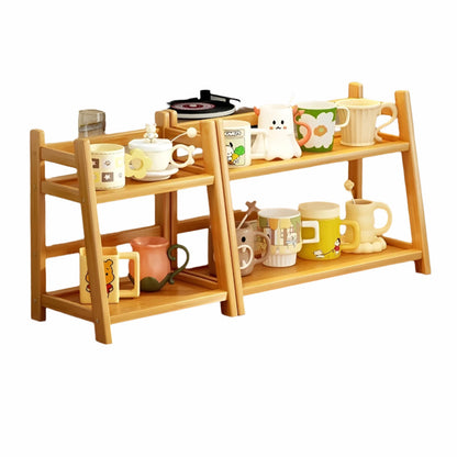 Krydderstativ I Bambusimitasjon- Kjøkkenstativ I 2 Etasjer | Ideelt For Benkeplate Og Kaffehjørne