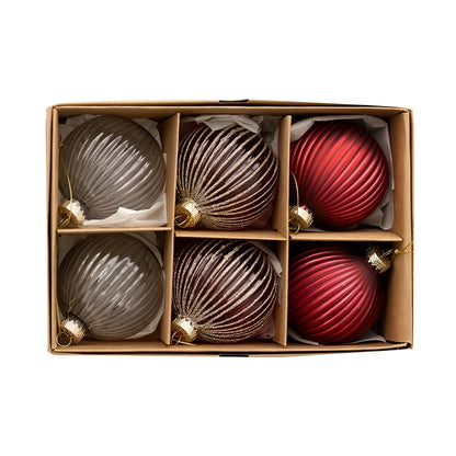 Glassjulekuler Sett (6 stk) – Elegant og Skinnende | Perfekt for Stilfull Juledekorasjon Hjemme