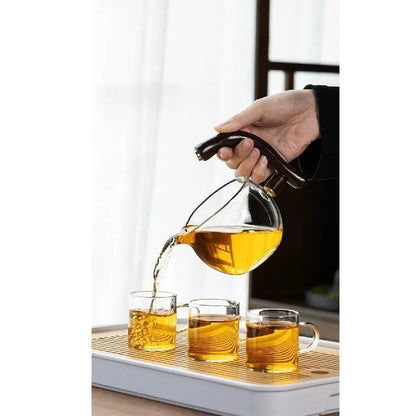 Teesett I Glass Med Magnetisk Strøm – Halvautomatisk Kanne, Varmebestandig Og Elegant