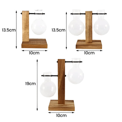 Rinella – Glassvase For Hydroponisk Dyrking Med Stativ I Tre