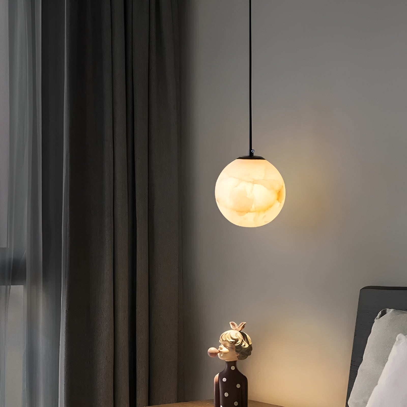 Marmor Pendellampe – Elegant og Naturlig Belysning | Perfekt for Soverommet - Lysarmaturer for vegg